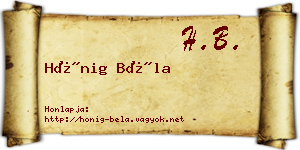 Hönig Béla névjegykártya